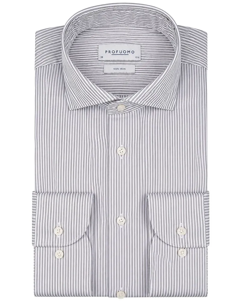 Profuomo Twill Hemd Streifen Grün Grün