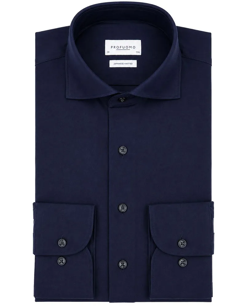 Profuomo Japanese Knitted Hemd Navy Blau