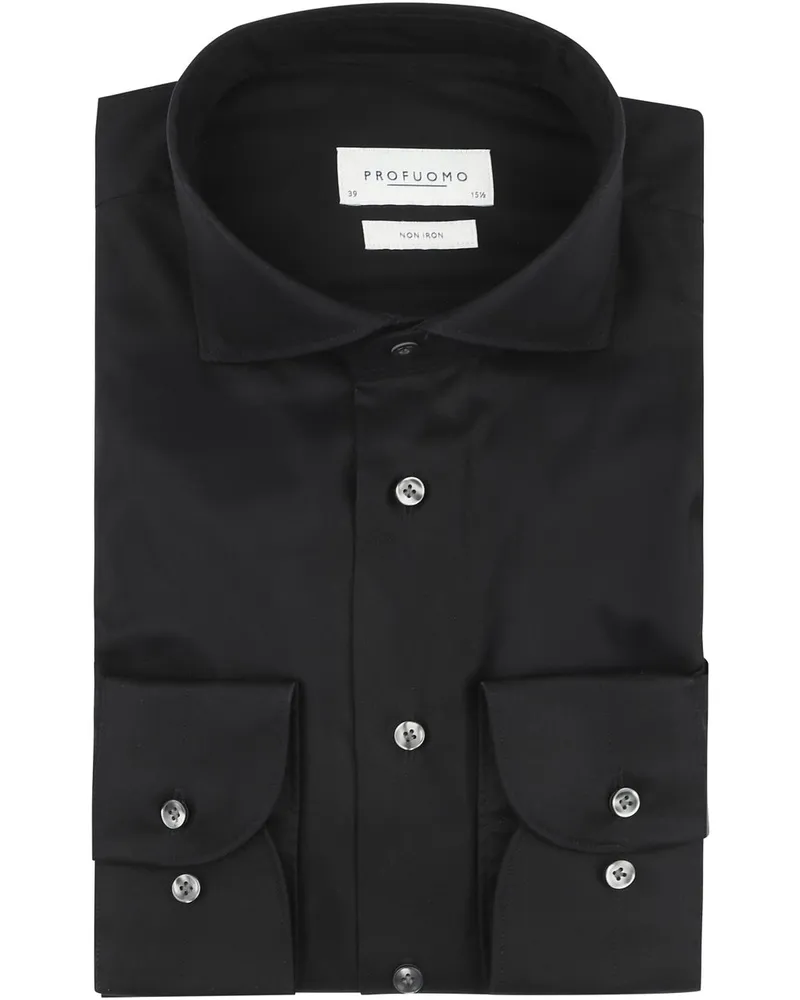 Profuomo Twill Hemd Schwarz Schwarz