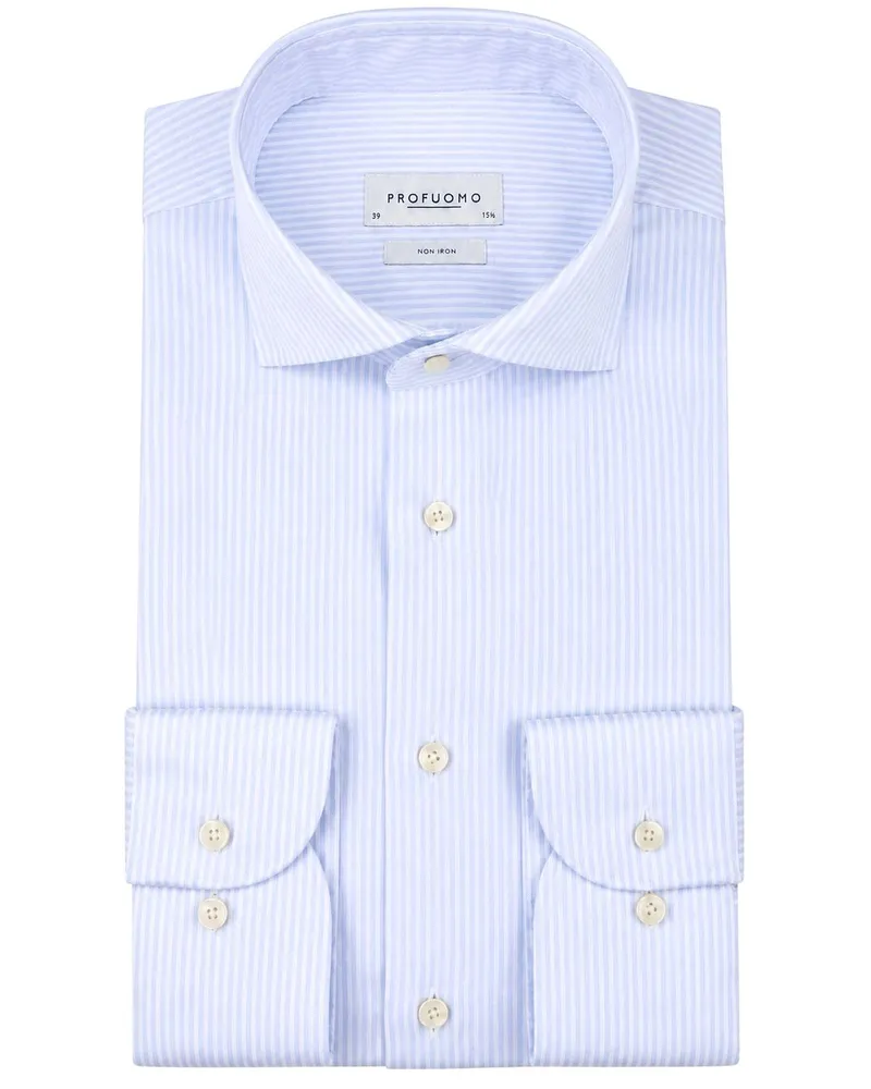 Profuomo Twill Hemd Streifen Hellblau Hellblau