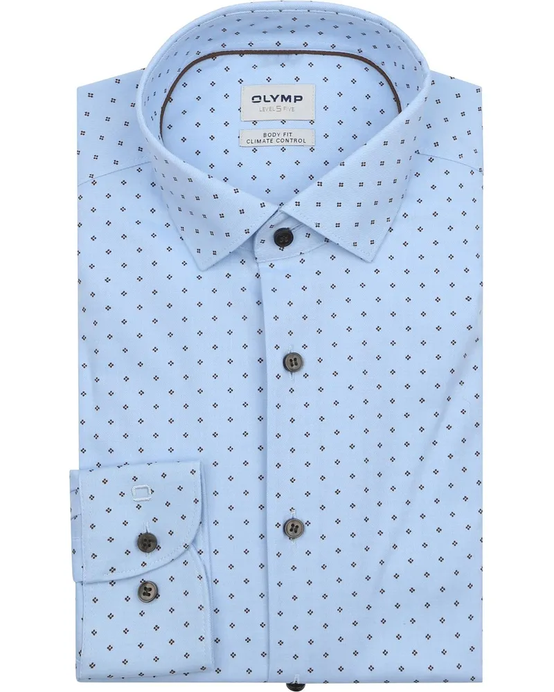Olymp Hemd Level 5 Druck Hellblau Hellblau