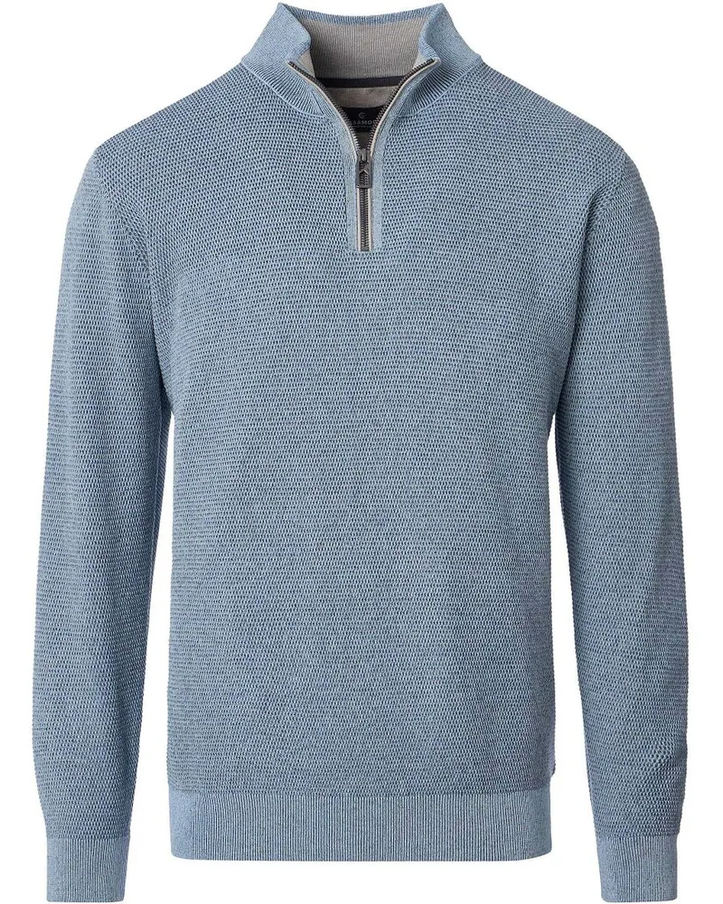 CasaModa Casa Moda Halfzip Pullover Structure Melange Blau Hellblau