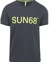 Sun68 T-Shirt Druck Logo Navy Dunkelblau