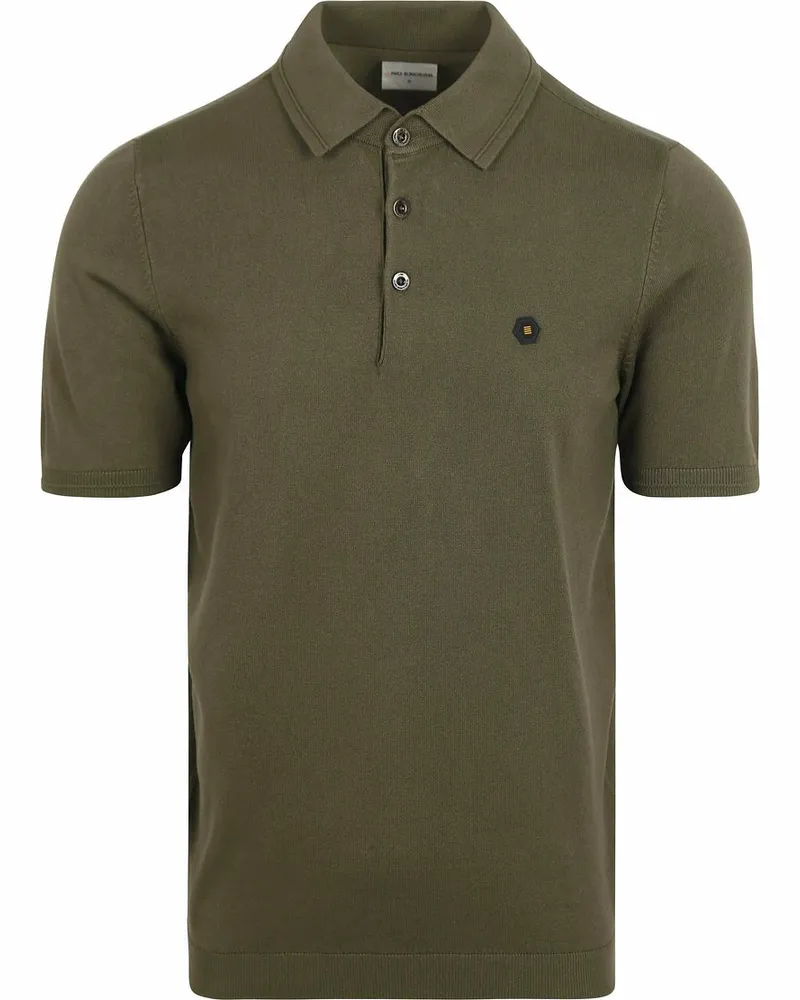 No Excess Knitted Poloshirt Olivgrün Dunkelgrün