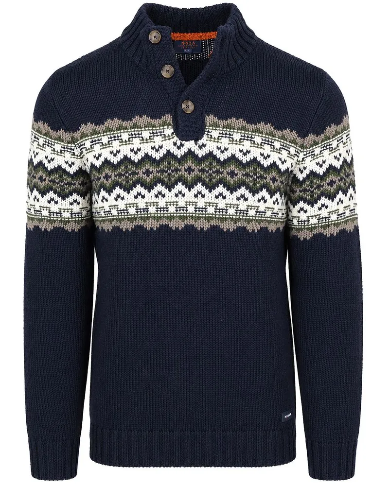 New Zealand Auckland NZA) Pullover Nordic Wollmischung Navy Dunkelblau