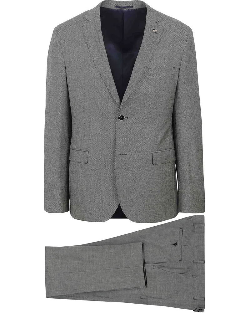 Suitable Anzug Lucius Birdseye Wolle Grau Grau