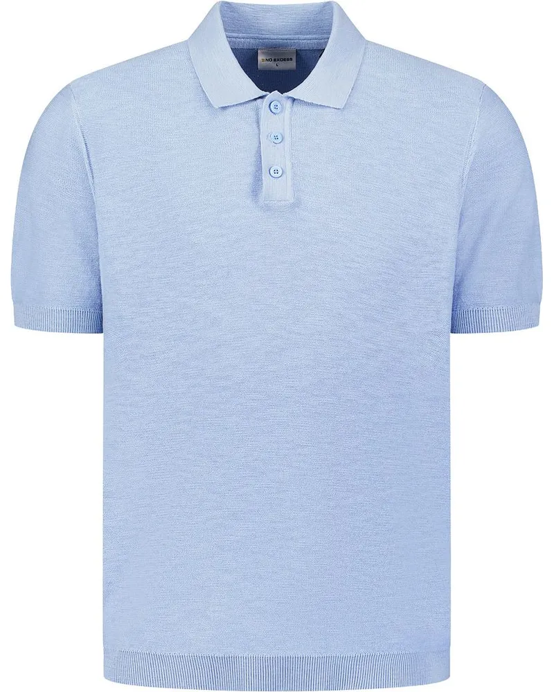 No Excess Knitted Slub Poloshirt Hellblau Hellblau