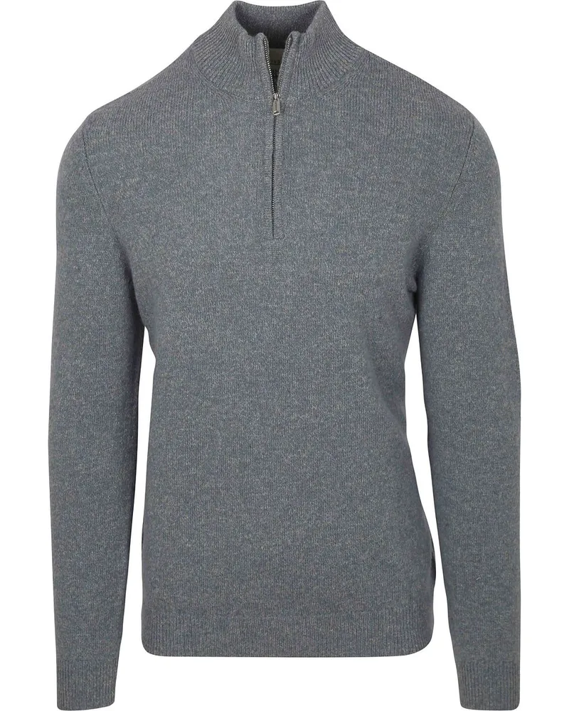 Profuomo Half Zip Pullover Wolle Blend Blau Blau
