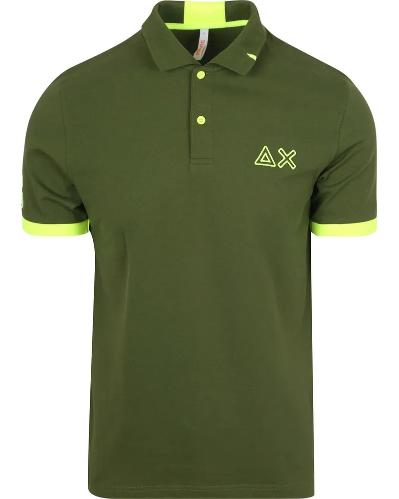 Sun68 Poloshirt Logo Fluo Army Grün Dunkelgrün