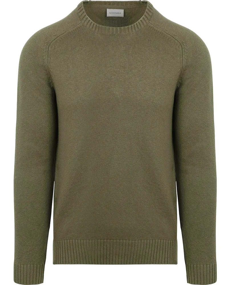 Suitable Pullover Raw Olivgrün Dunkelgrün
