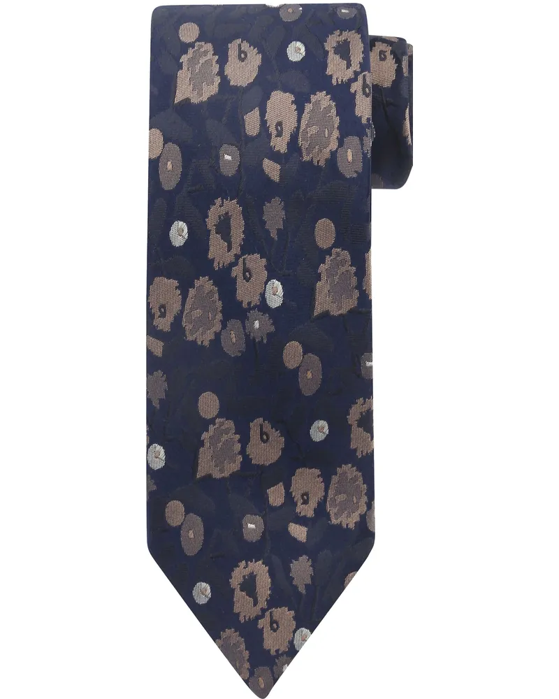 Suitable Krawatte Seide Druck Navy Dunkelblau