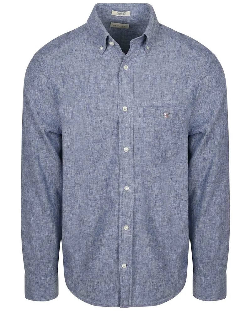 Gant Hemd Cotton Linen Blau Blau