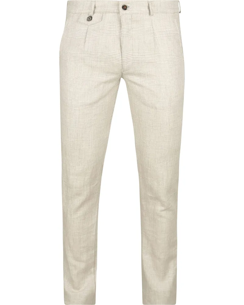 Suitable Chino Linen Blend Karos Beige Beige