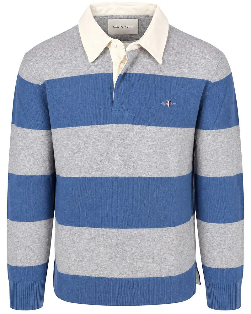 Gant Rugger Poloshirt Lammwolle Blue Grey Blau