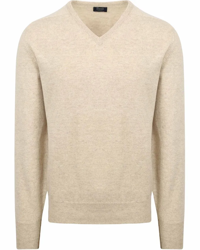 William Lockie V-Ausschnitt Pullover Lammwolle Linen Beige Beige