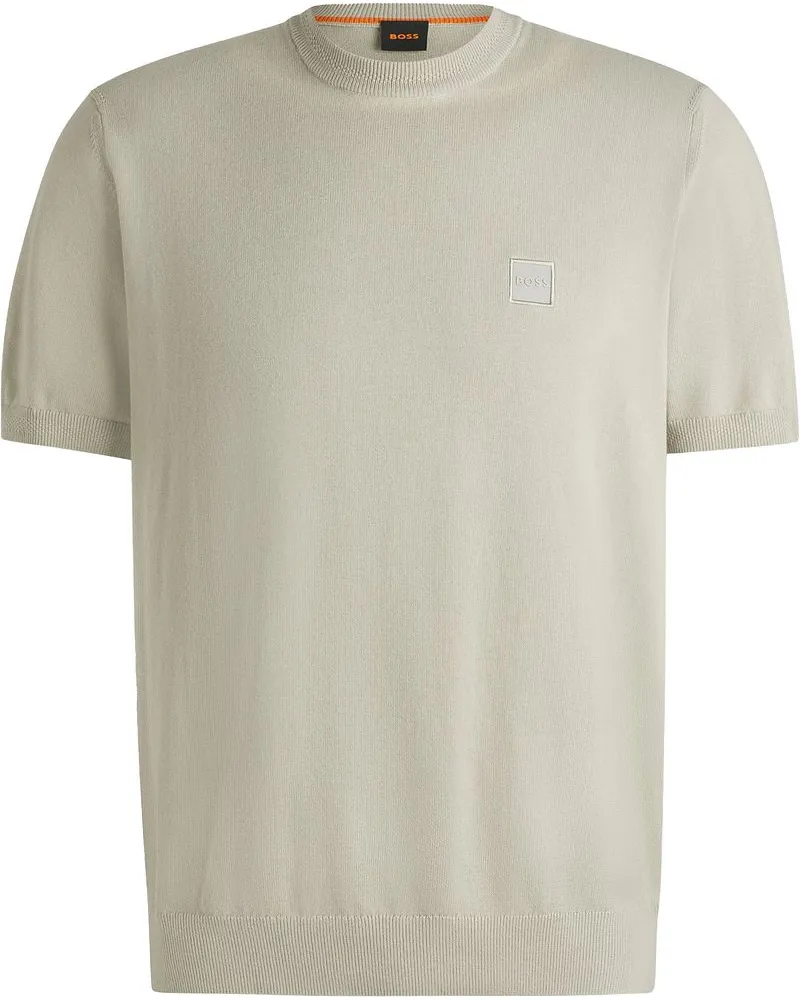 HUGO BOSS Knitted T-shirt Kanache Ecru Wollweiß