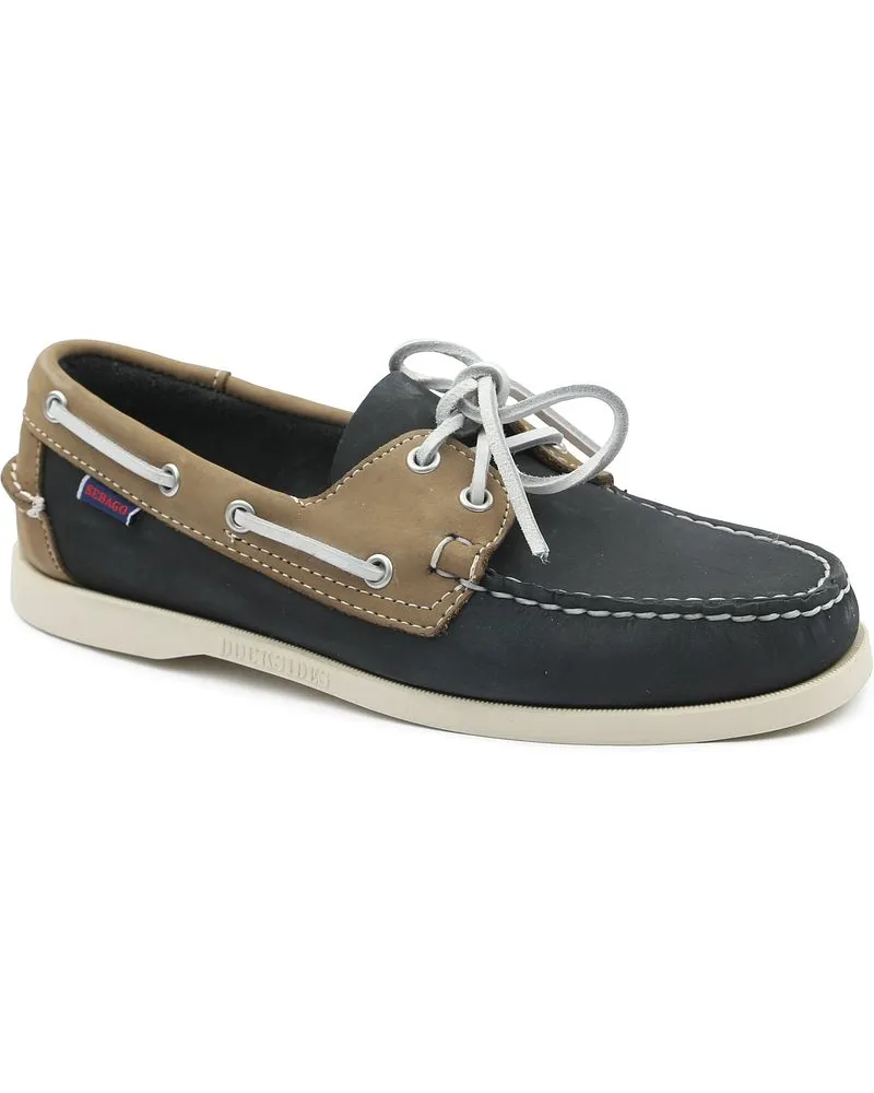 Sebago Segelschuhe Docksides Portland Navy Beige Dunkelblau