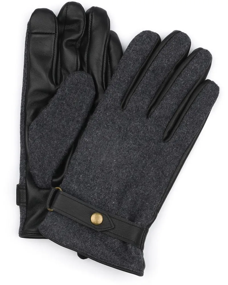 Suitable Handschuh Wool Leder Anthrazit Schwarz Anthrazit