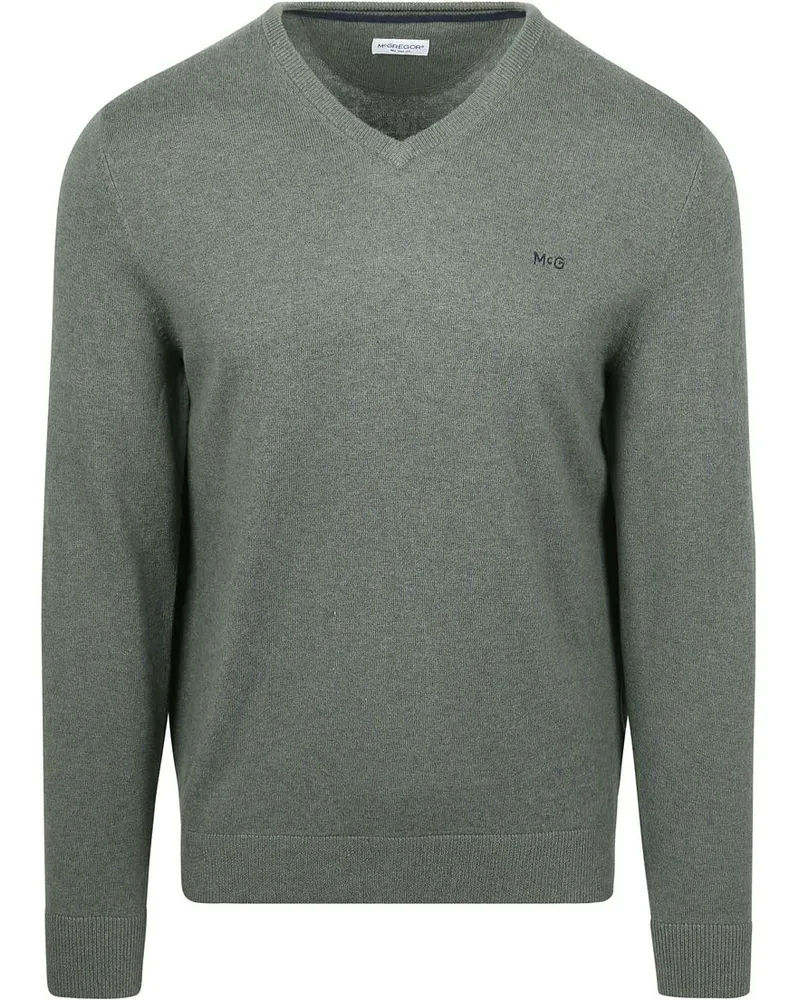 McGregor Pullover Merinowolle V-Ausschnitt Sage Grün Grün