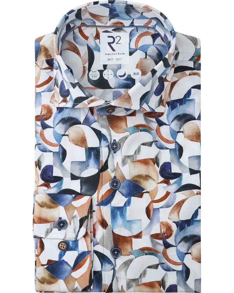 R2 Amsterdam R2 Hemd Extra Long Sleeves Druck Multicolor Multicolour