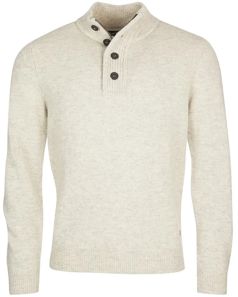 Barbour Mocker Pullover Merino Wolle Hellbeige Wollweiß