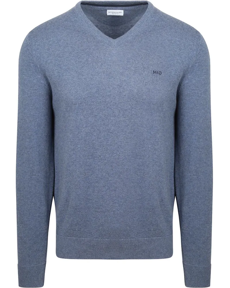 McGregor Pullover Merinowolle V-Ausschnitt Vintage Blau Blau