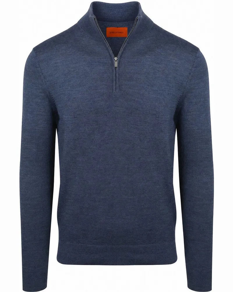 Suitable Merino Half Zip Pullover Denim Blau Dunkelblau