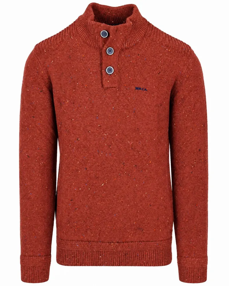 New Zealand Auckland NZA) Pullover Mocker Eltham Knit Melange Rusty Orange Orange