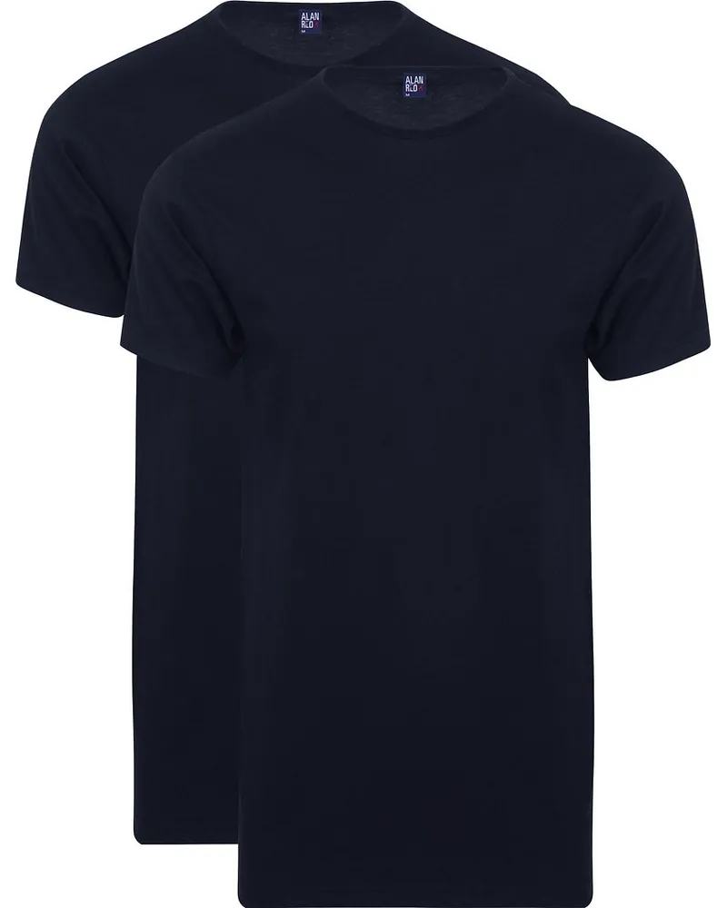 Alan Red Extra Lang T-Shirts Derby Navy (2-Pack Blau