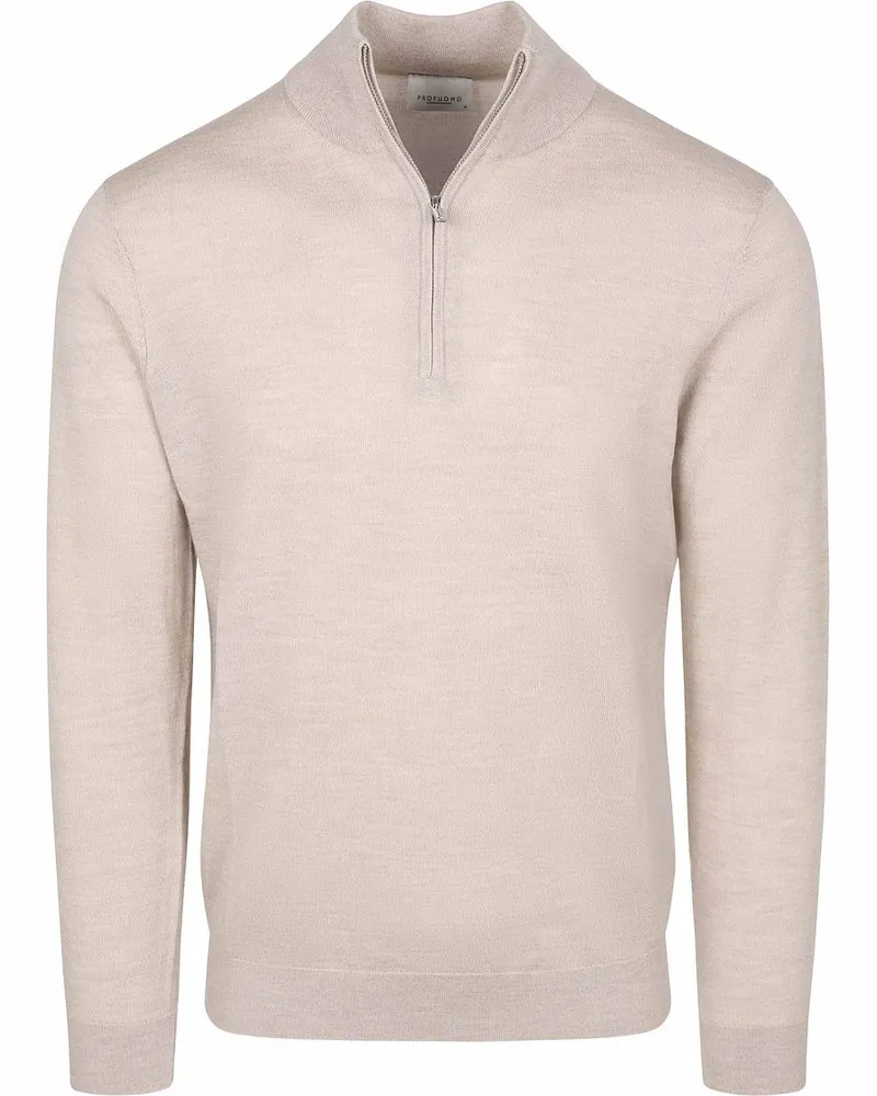 Profuomo Half Zip Pullover Merinowolle Beige Beige
