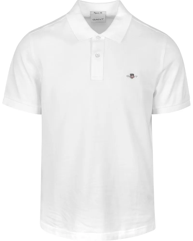 Gant Shield Piqué Poloshirt Weiß Weiß