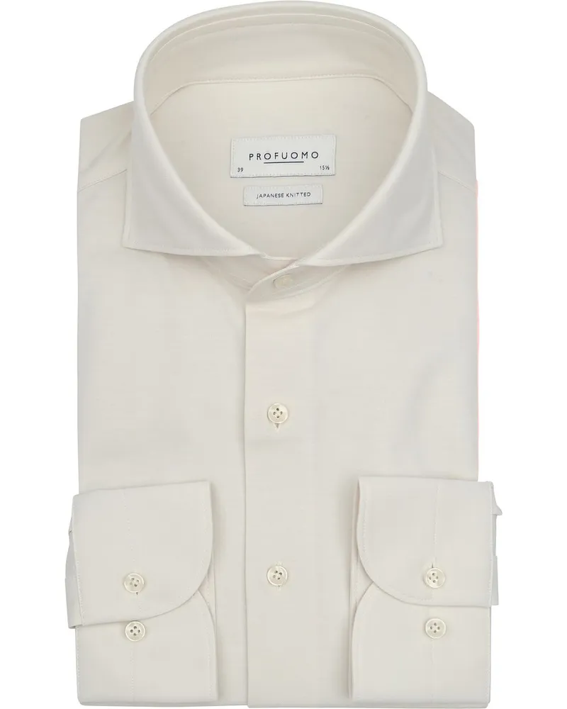 Profuomo Japanese Knitted Hemd Off White Weiß