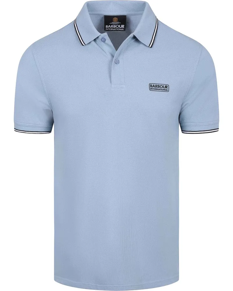 Barbour International Piqué Poloshirt Evan Tipped Blau Hellblau
