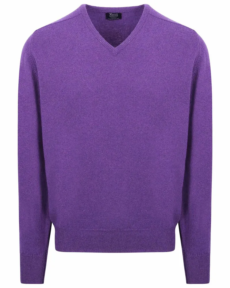 William Lockie Pullover V-Ausschnitt Lammwolle Violett Violett