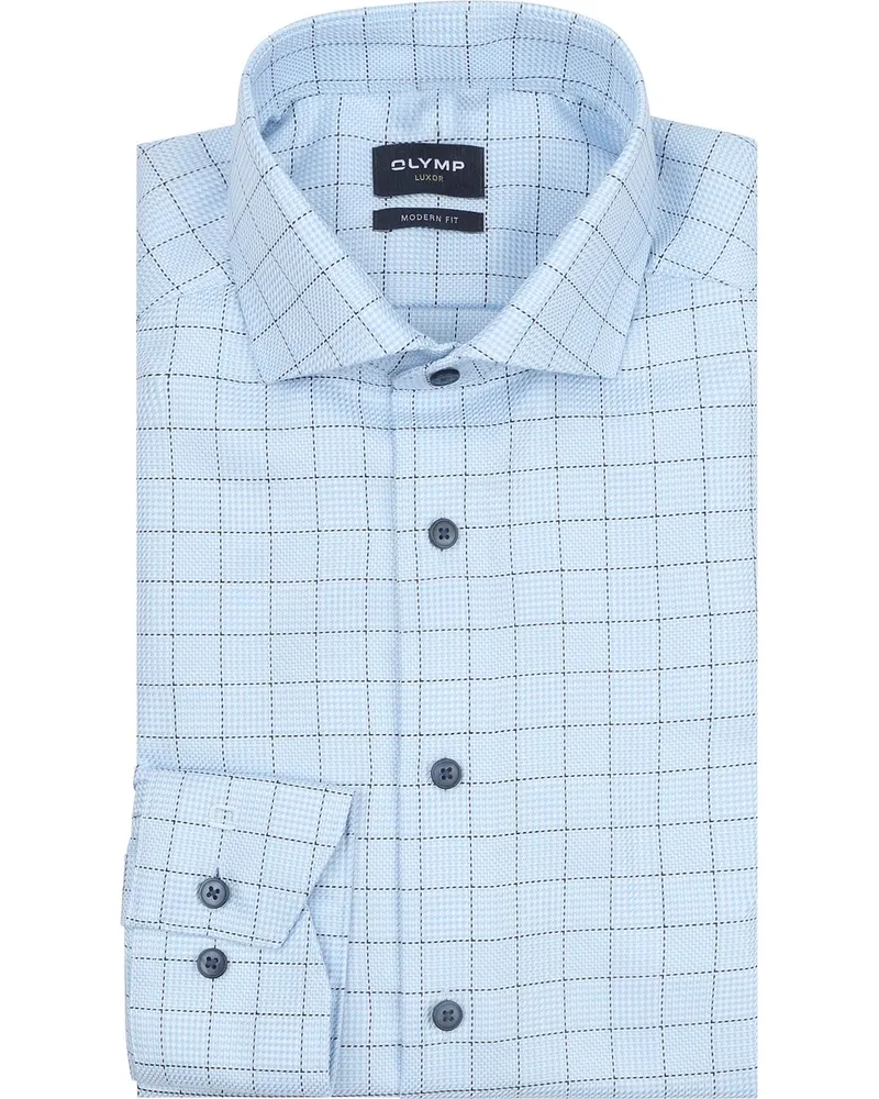 Olymp Luxor Hemd Extra Long Sleeves Multicheck Blau Hellblau