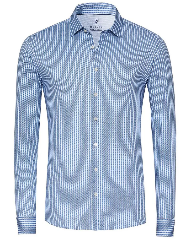 DESOTO Hemd Twill Stripe Blau Blau
