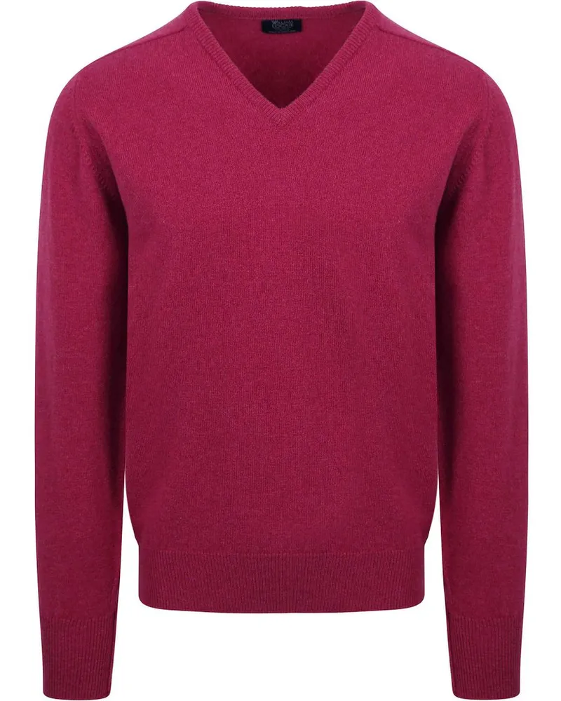 William Lockie V-Auschnitt Pullover Lamwolle Fuchsia Pink