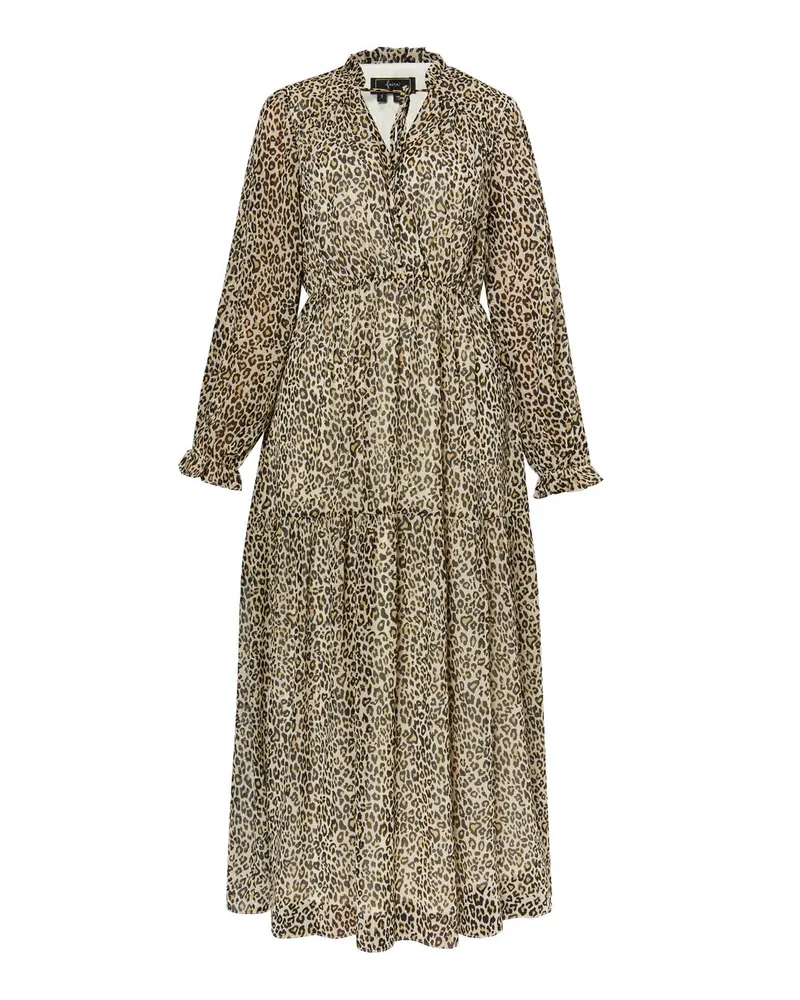 FAINA Maxikleid mit Leoprint Beige