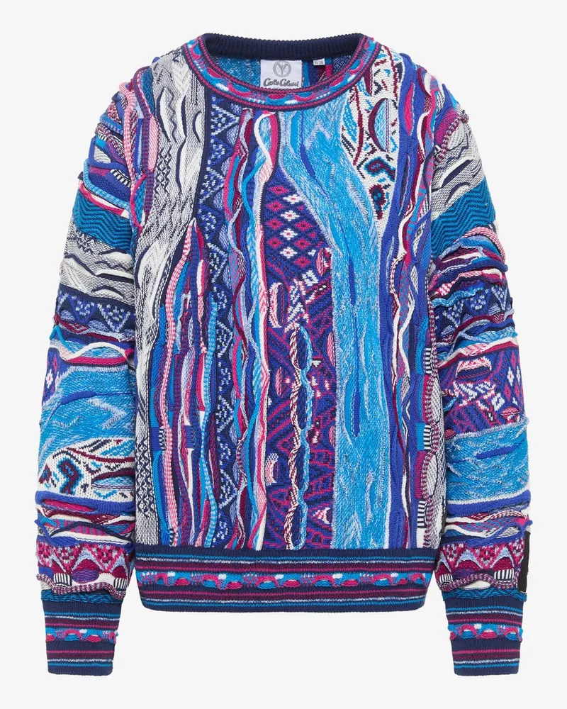 Carlo Colucci Jacquardpullover Blau