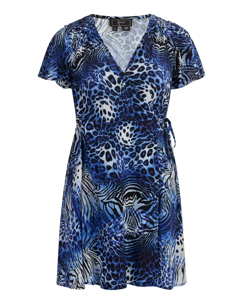 FAINA Minikleid mit Animal-Print Blau