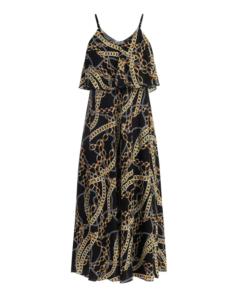 FAINA Maxikleid mit Allover-Print Schwarz