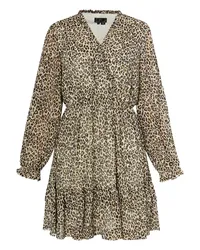 FAINA Minikleid mit Leoprint Beige