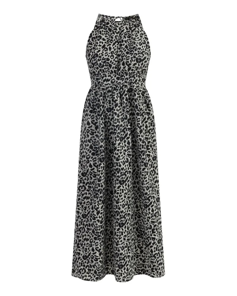 FAINA Maxikleid mit Leoprint Grau