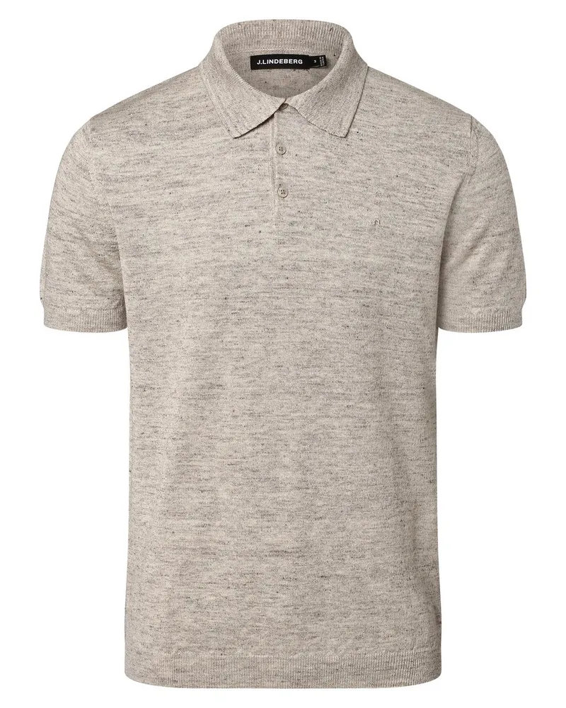 J.Lindeberg Poloshirt mit Leinen-Anteil und Merinowolle Beige