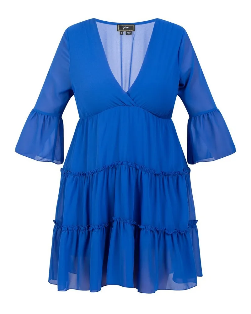 FAINA Minikleid mit Rüschen Blau