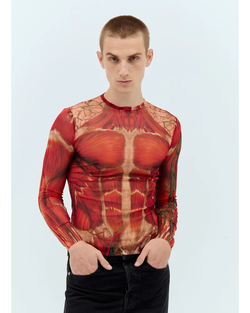 Jean Paul Gaultier Ecorche Mesh Top Red