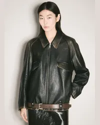 Prada Leather Blouson Jacket Black