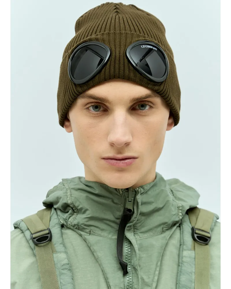 C.P. Company Goggle Beanie Hat Green