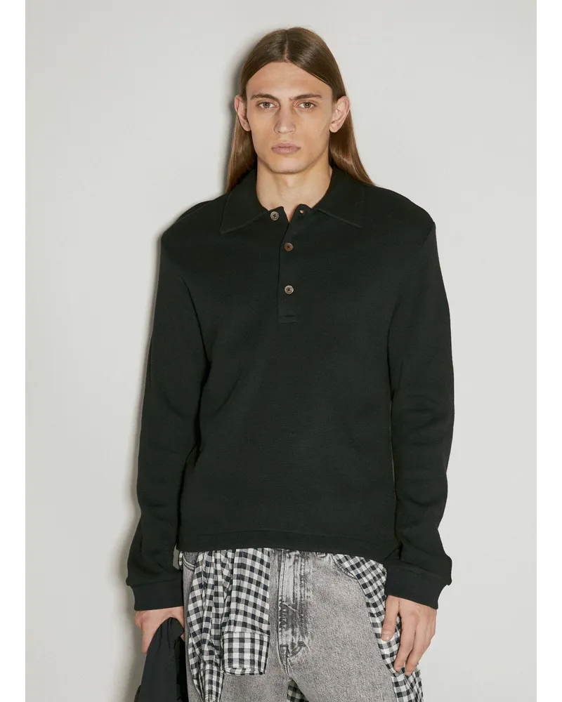 Our Legacy Ile Piquet Polo Sweater Black