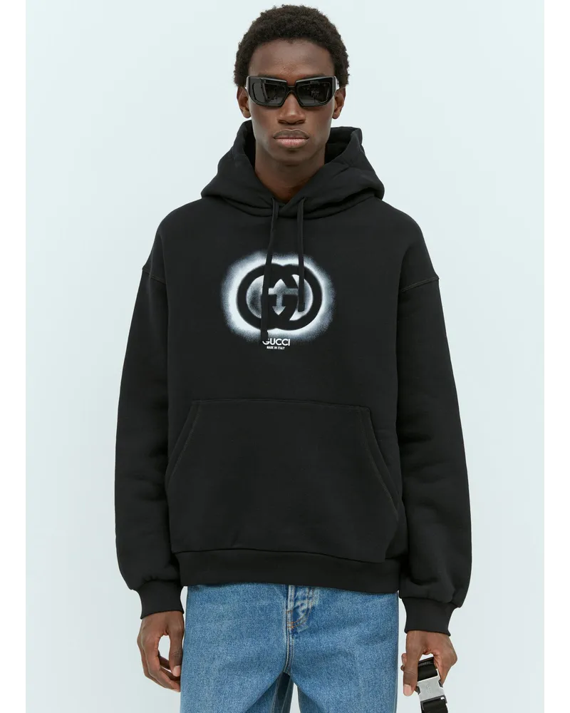 Gucci Interlocking G Graffiti Hooded Sweatshirt Black